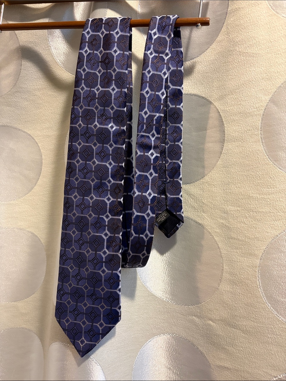 Canali Luxury 100% Silk Geometric Lattice Medallion XL Tie - Blue